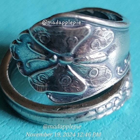 Vintage Sterling Silver Spoon Ring Butterfly Luxury Designer Celeb #136 - Picture 4 of 12